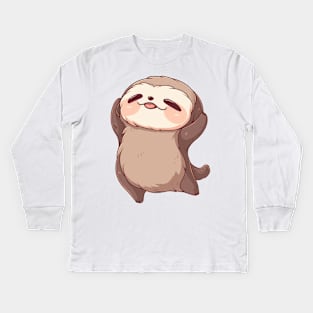 Dancing Sloth Kids Long Sleeve T-Shirt